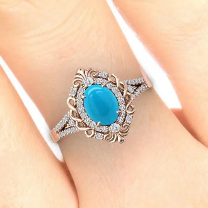 High end retro style zircon ring imported carved palace style ring holiday promotion jewelry banquet anniversary versatile