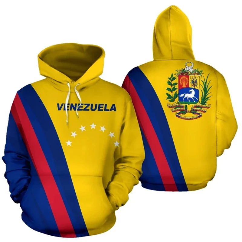 Venezuela Flag National Emblem Graphic Sweatshirt 3d Print Venezuela Hoodie Men Clothes Tracksuit Long Sleeve Hoody Unisex Tops