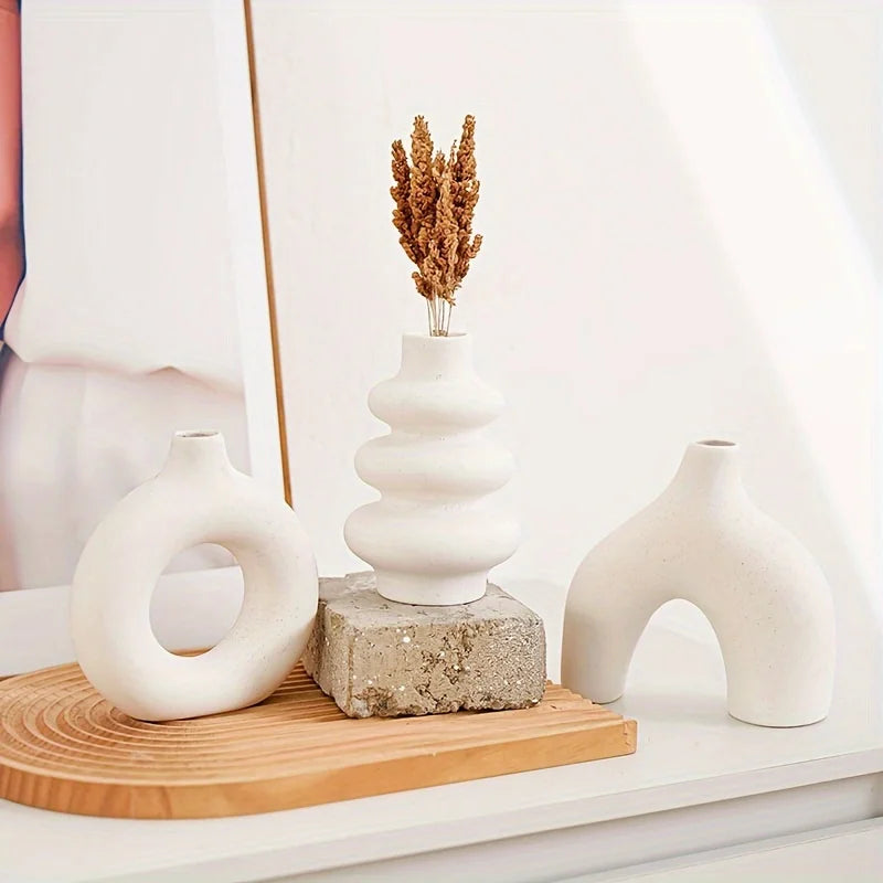 Bohemian ceramic vase set, decorative vase ornaments