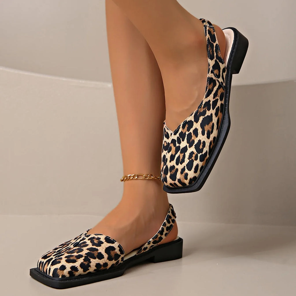 Women Sexy Sandals Elegant Square Toe Causal Flat Shoes for Women Fashion Low Heels Sandals Brand Designer Women Party Shoes