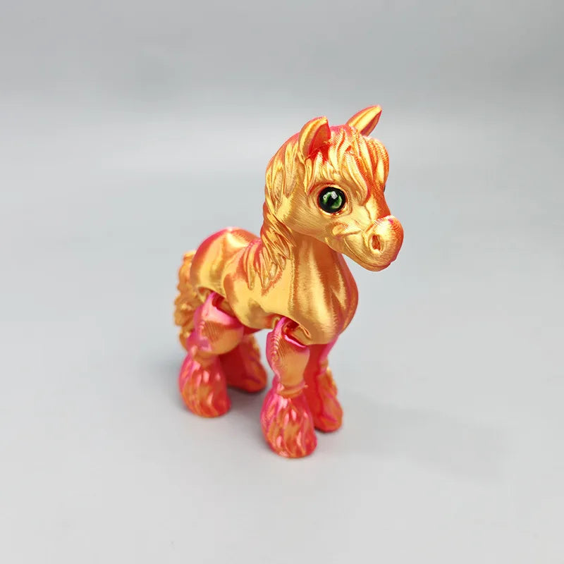 3D Printing Sunshine Rainbow Little White Horse Animal Toys Joint Tail Movable Creative Home Desk Decoration Kids Birthday Gift