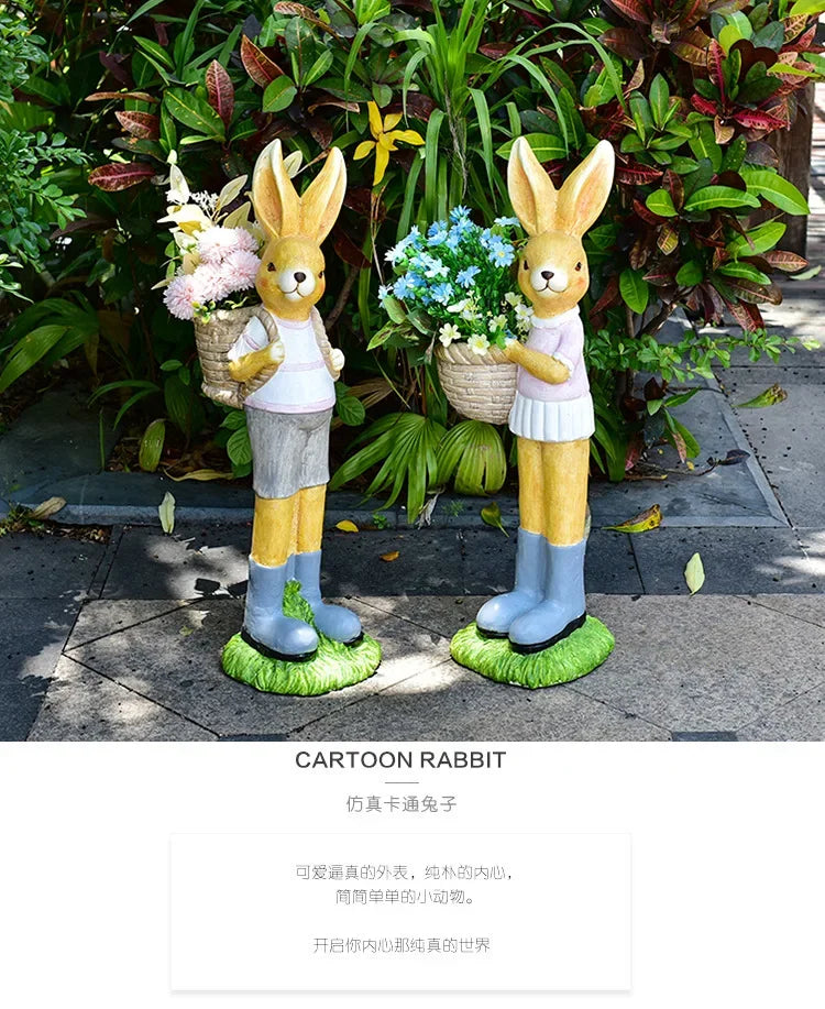 Cartoon Rabbit Flower Pot Creative Animal Sculpture Ornaments Garden Villa Landscape Bonsai Container Kindergarten Decorations
