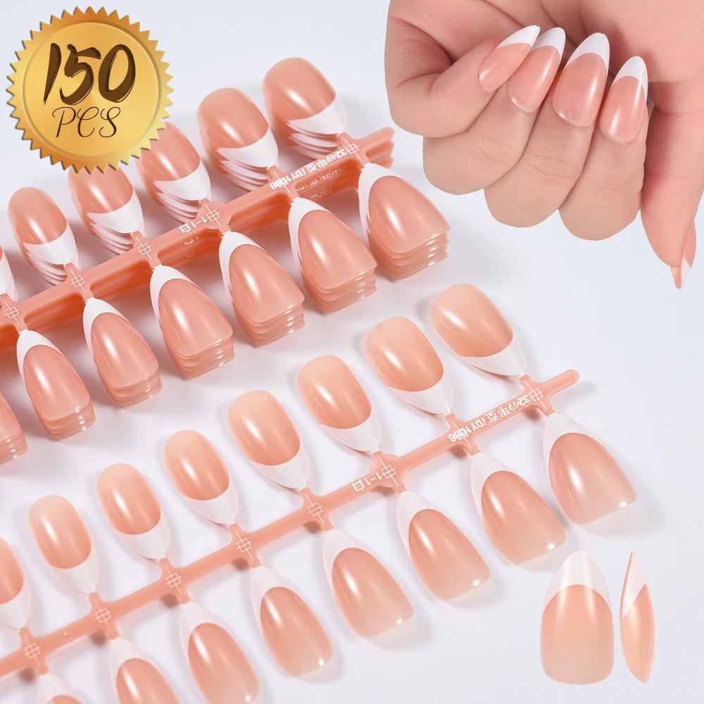 100pcs Light Pink Press-On Nails | Short & Medium Square | 10 Sizes Full Cover Nail Tips