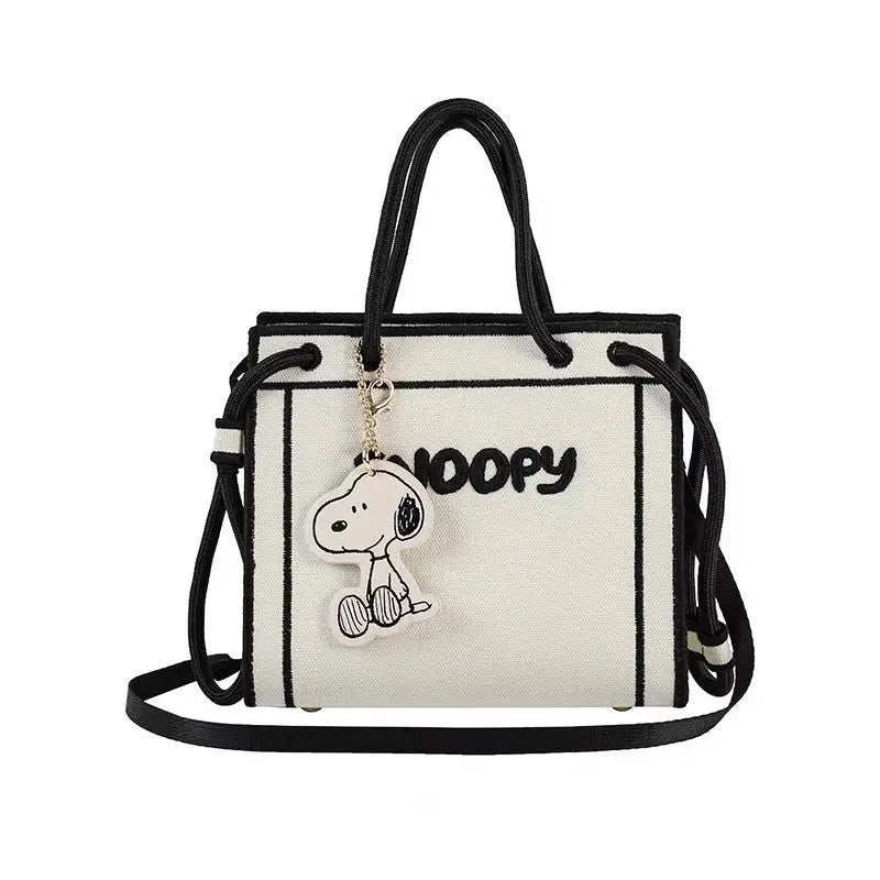 Kawaii Snoopy Hand Bag Fashion Woman's Korean Small Satchel Cartoon Casual Tote Outing Cosmetic Organizer Bag Birthday Gifts