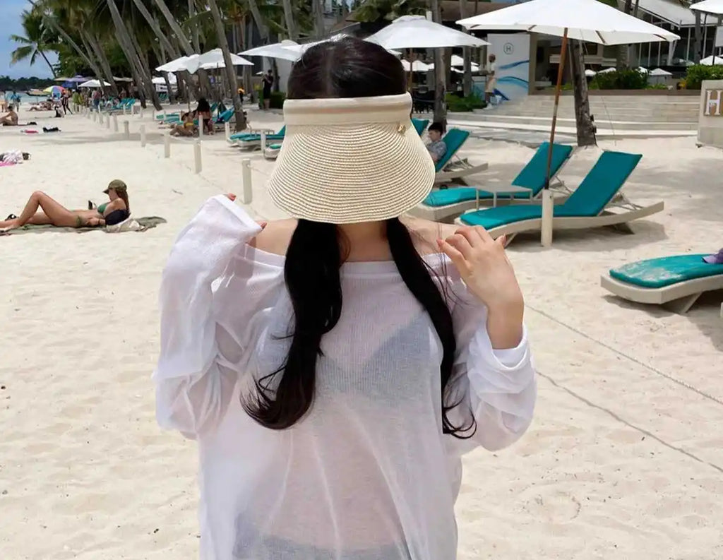 Bikini Swimsuit Cover up Women's Loose Thin Outerwear Casual Sle Long Sve One oulder T Top for Beach Vaion