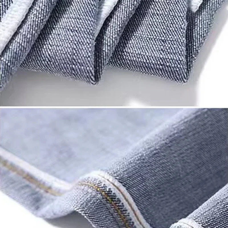 Men Fashion Loose Straight Elasticity Jeans Male Wear-resistant Slim Fit Denim Pants Smart Casual Dark Gray Trousers