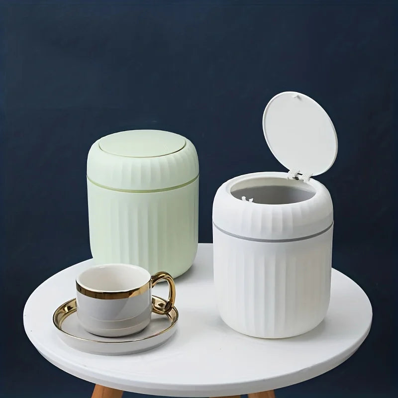 Mini Desktop Trash Can with Lid Garbage Waste Bin Organizer Bedroom Office Desk Storage Box Made Durable Plastic Home Supplies