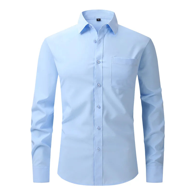 New spring and summer American men's shirt business casual long sleeve slim professional formal wear free ironing solid color