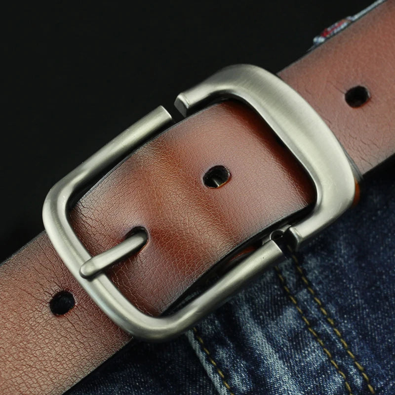 New Men's Formal Belt Solid Color Needle Buckle Belt Jeans Stylish Belt, Soft Leather Designer Handmade Daily and Business Wear