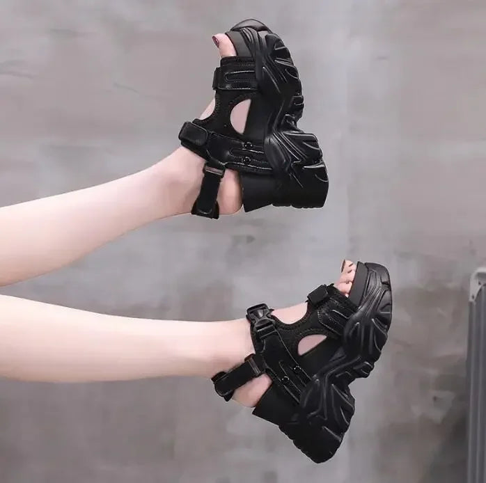Brand Chunky Platform Sandals Women 10.5CM High Heels Sexy Open-toed Sandals Wedge Increased Shoes Ladies Beach Summer Sandalia