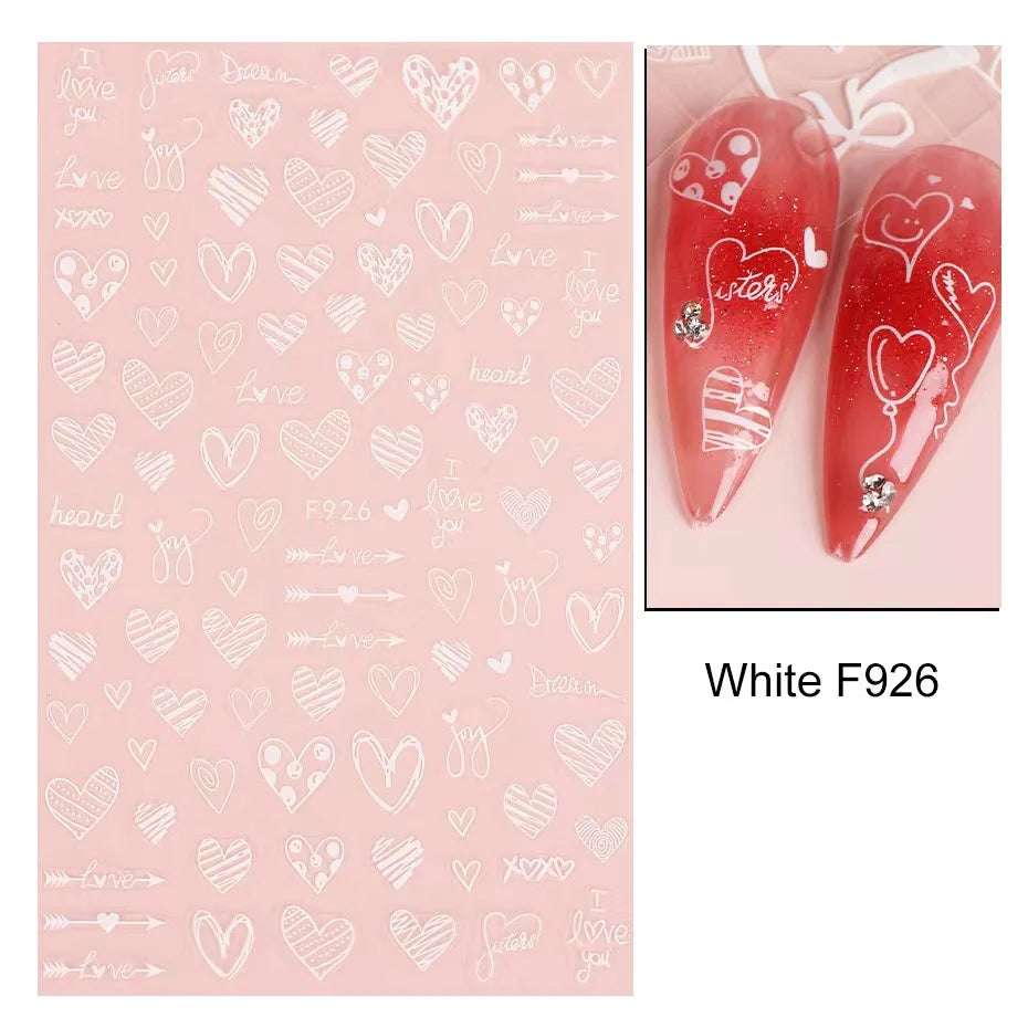 1PCS Valentine's Day Nail Stickers Cartoon Love Nail Supplies Nail Decals for Ladies Nail Art Decoration