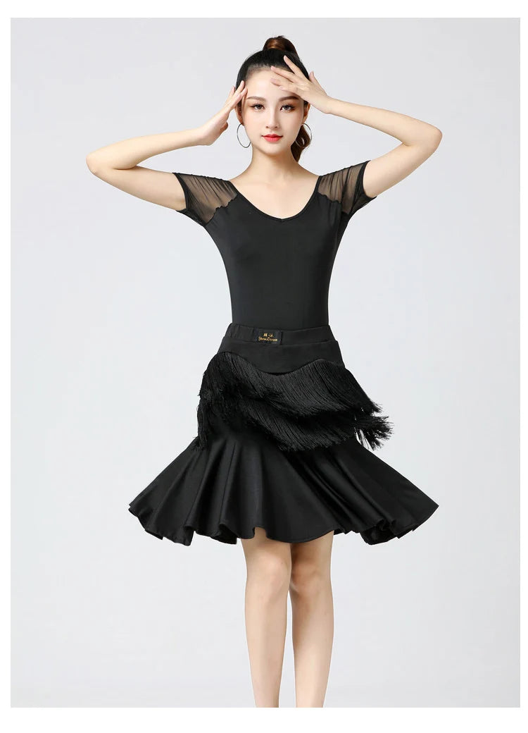 Adult Latin Dance Skirts Women's Practice Clothing Tassel Skirts Bot Wear Cetition Dance Performance Clothing