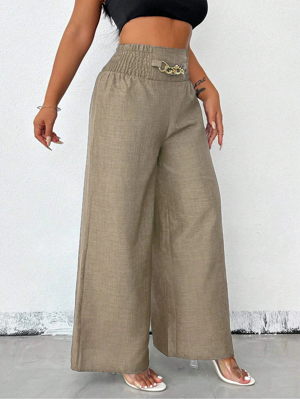 Elegant Solid Wide Leg Pants Fashion