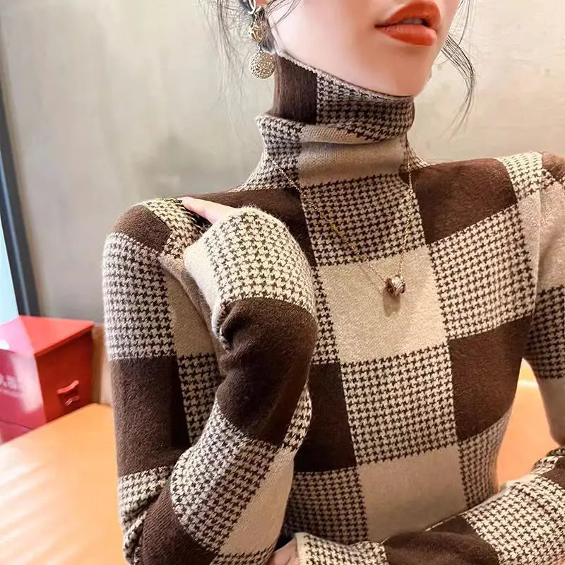 High Neck Sweater for Autumn and Winter Women 2024 New Slim Fit Top Pile Collar Base Shirt Stylish Women's Clothing