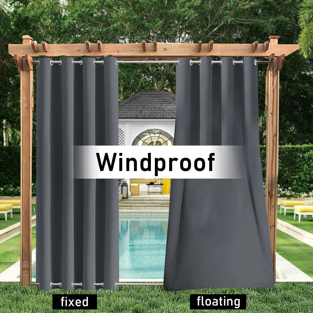Patio Outdoor Curtain Waterproof Thermal Insulated Double Grommets Sun Block Windproof Window Curtains For Garden Drapes Porch