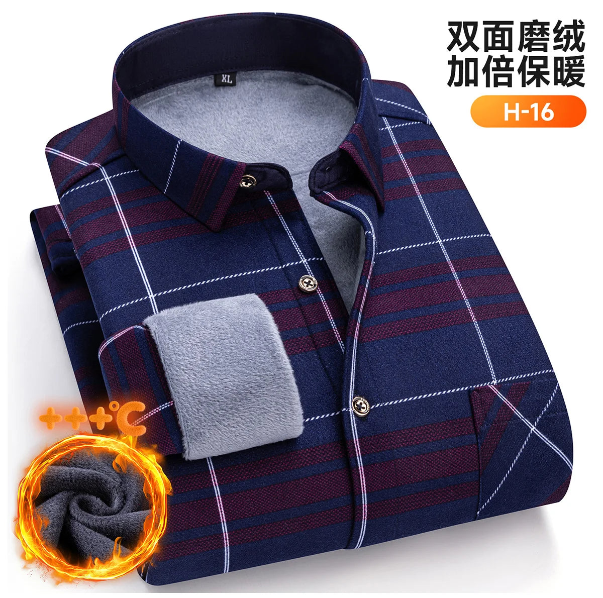 Winter Warm Men's Plaid Shirts Thickened Flannel Casual Menswear Long Sleeve Plus Size Office Workwear Casual Male Check Shirts