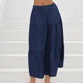Ladies Denim Skirts with Elastic Waistband in Solid Color Long Length Summer Fashion Casual Jeans Skirt for Streetwear Style