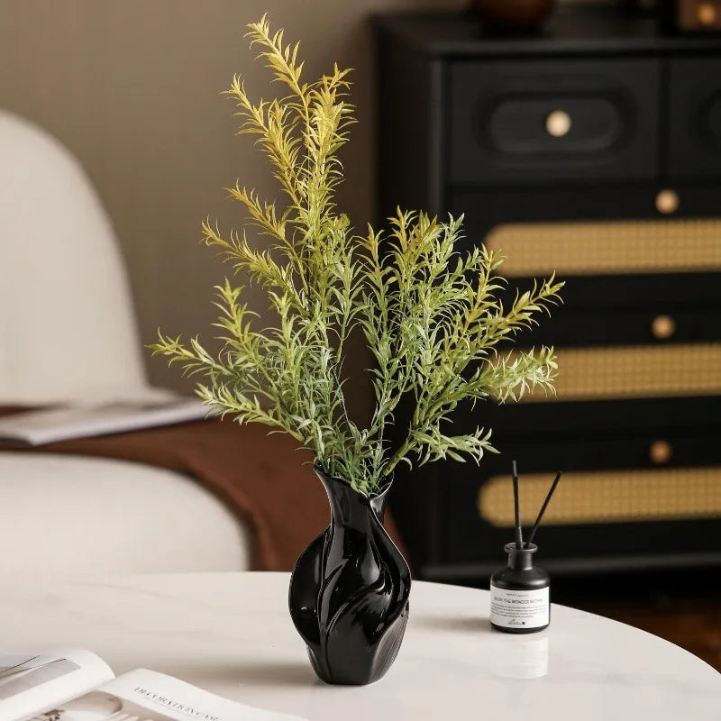 Nordic Ceramic Vase Abstract Grass Dried Real Flower