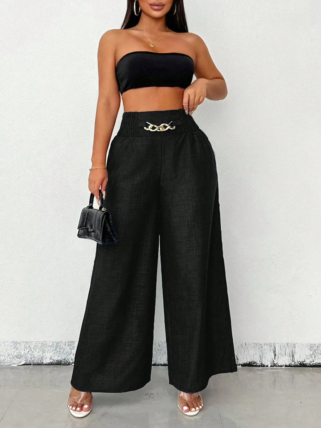 Elegant Solid Wide Leg Pants Fashion