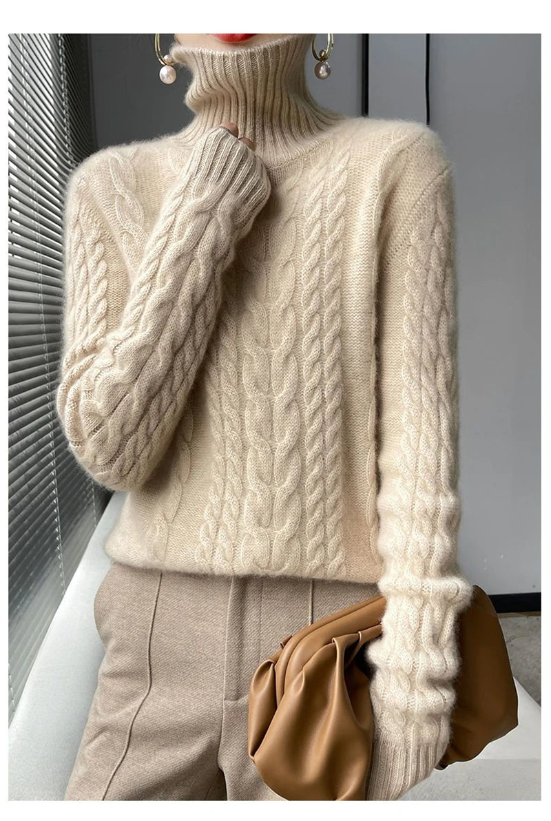 Street Turtleneck Sweater Women 2023 Autumn Winter Long Sleeve Cashmere Female Knitted Pullover Loose Lady Thicken Knitwear