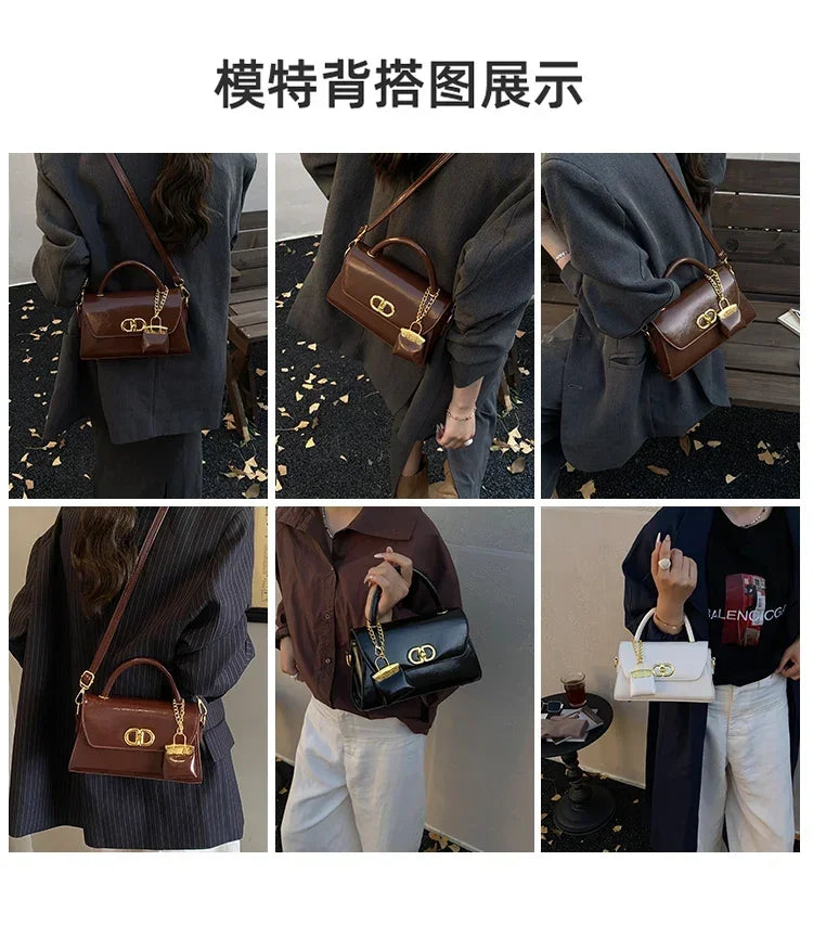 Famous Designer Leather Shoulder Bag For Women - Classic Elegant Handbag Messenger Bag Ladies Luxury Brand