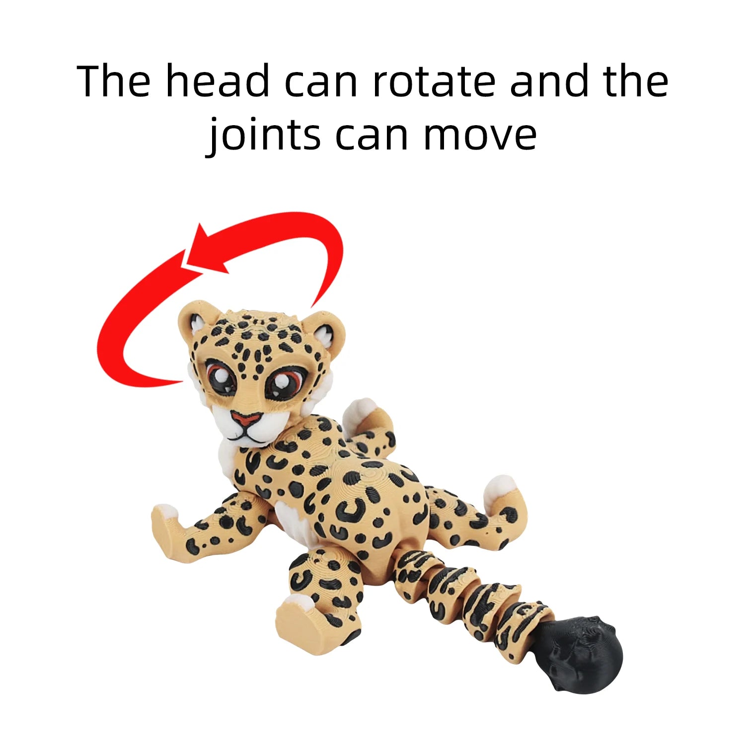 3D printed cheetah, integrated articulated simulation animal model, creative multi-color desktop decoration, creative trendy pla