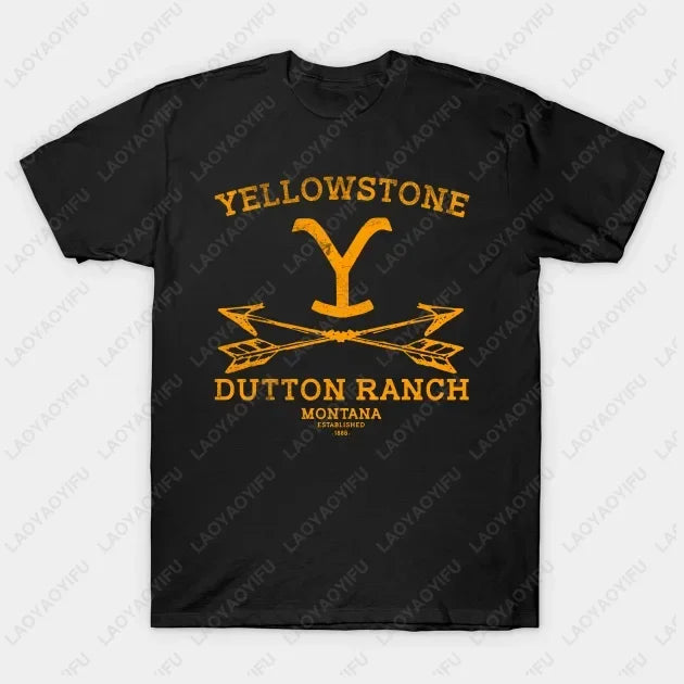 Yellowstone Dutton Ranch T Shirt TV Shows Tshirts Cool Western Cowboy Graphic Tshirt Men Oversized Shirt Ropa Hombre Camisetas