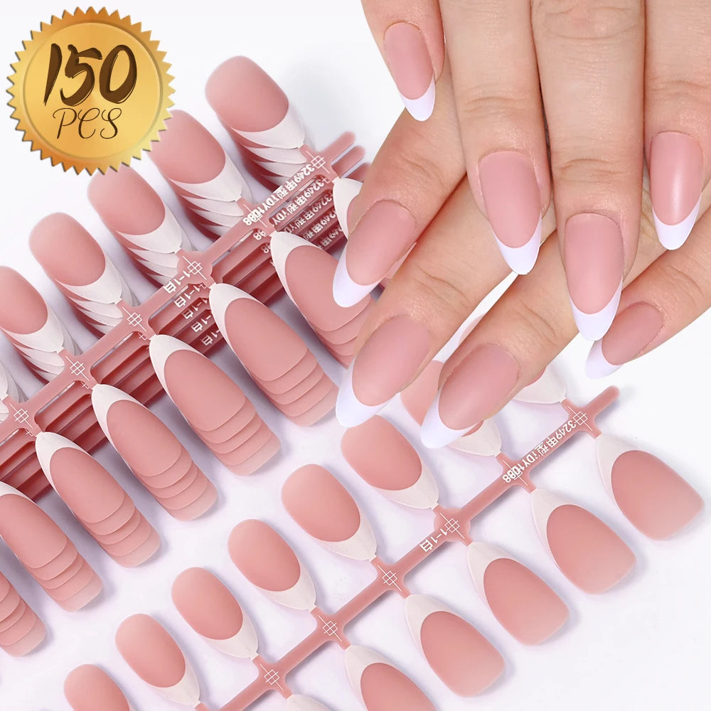 100pcs Light Pink Press-On Nails | Short & Medium Square | 10 Sizes Full Cover Nail Tips