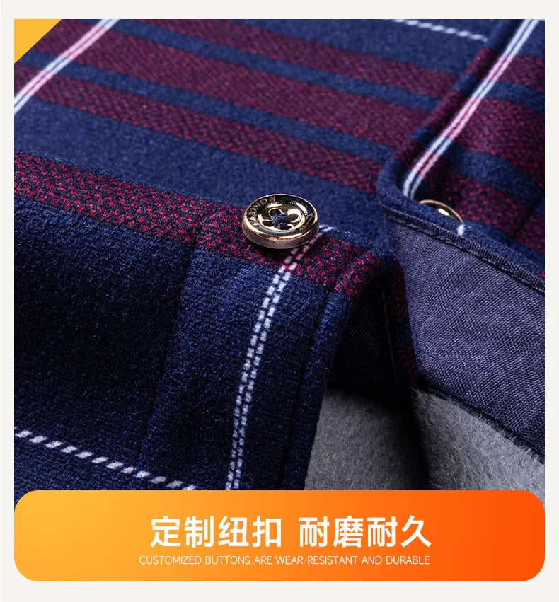 Winter Warm Men's Plaid Shirts Thickened Flannel Casual Menswear Long Sleeve Plus Size Office Workwear Casual Male Check Shirts