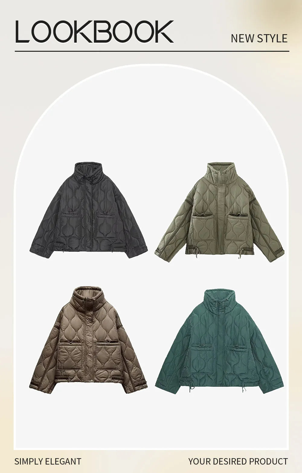 Autumn/Winter New Product Women's New Fashion Loose Pocket Stand up Collar Lightweight Cotton Coat Jacket Coat