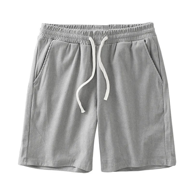 Men's Solid Color Waffle Shorts – Casual Mid-Waist Summer Shorts
