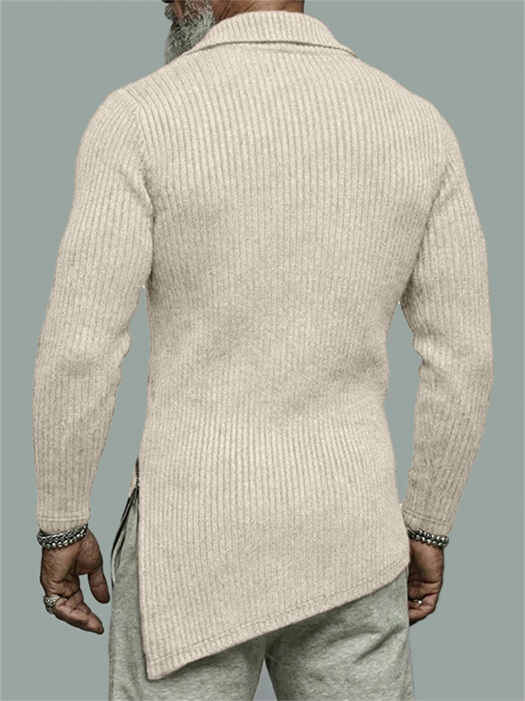 Autumn, men's quarter-zip T-shirt, slim-fit sweater, stand-collar sweater, casual long-sleeve T-shirt, warm base layer top