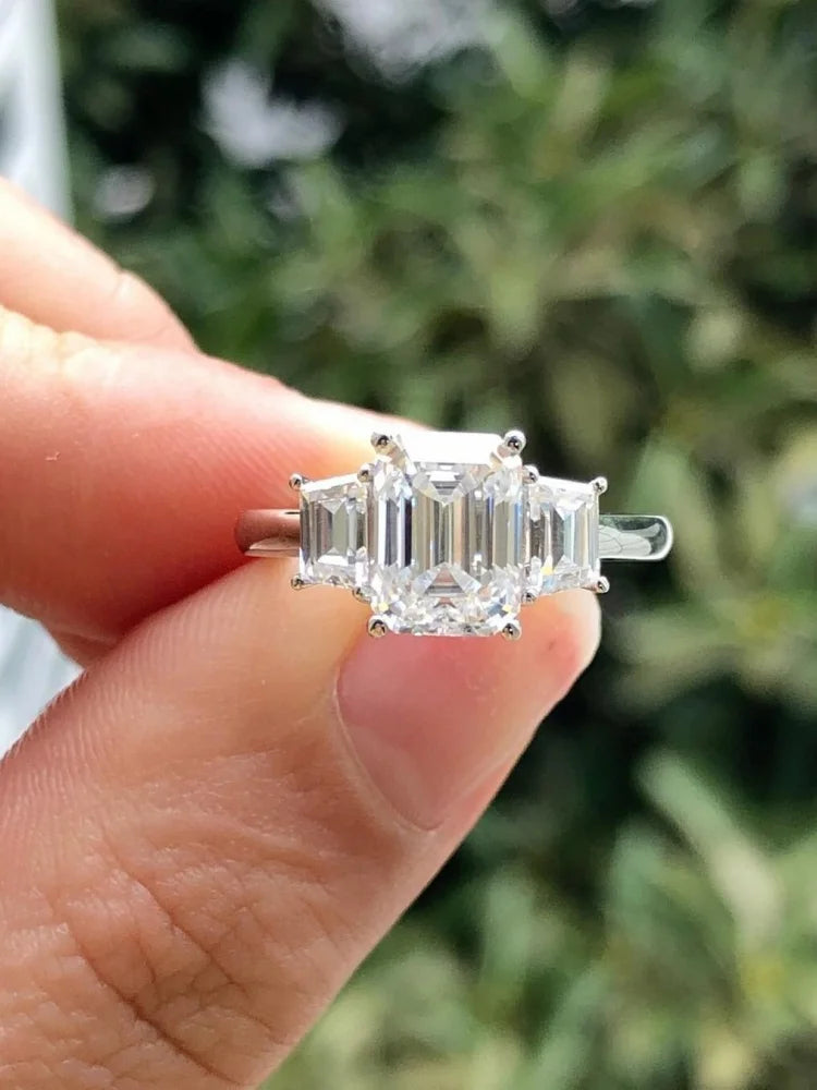 925 Sterling Silver Gorgeous Shiny Rectangle Zircon Ring For Women Engagement Wedding Romantic Luxury High Quality Fine Jewelry