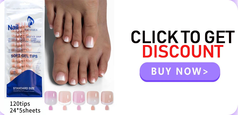 100pcs Fake Toenail Natural White Press On Toe Foot Full Cover Square Nails Art Tips Artificial Acrylic False Nail Manicure Tool