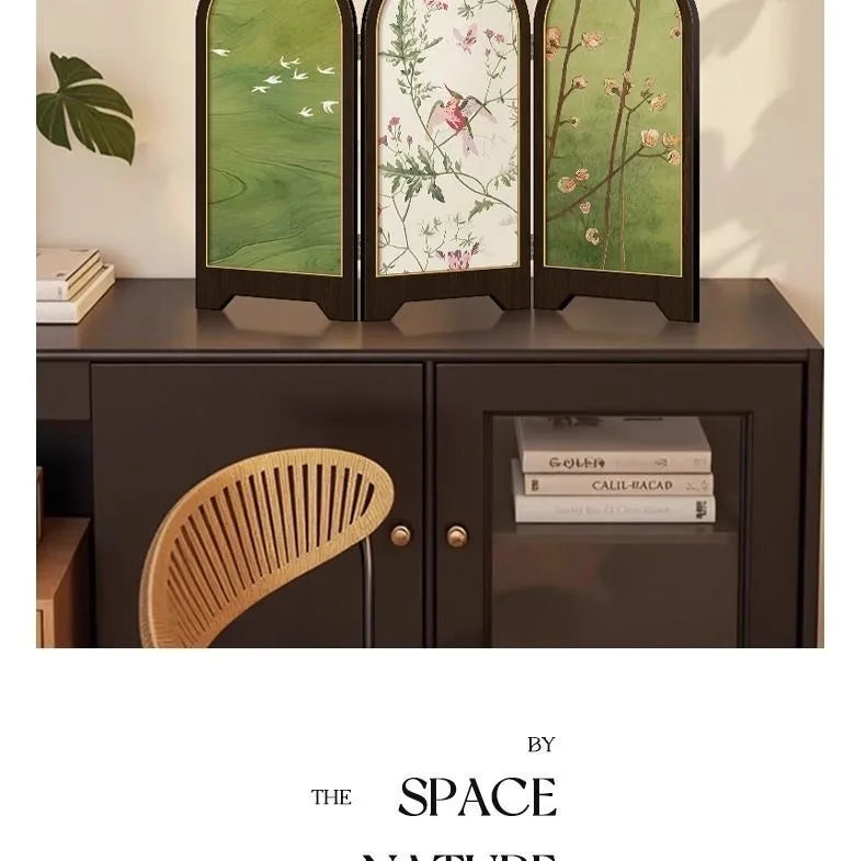 Chinese Style Small Screen Desktop Decoration Cabinet Bucket Decoration Foldable Retro Painting Desktop Decorative Ornamet