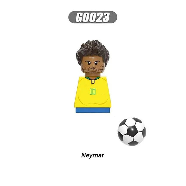 World Famous Football Players Figurine Messi Ronaldo Neymar Lewandowski Mini Action Building Block Model Toy Kids Gifts