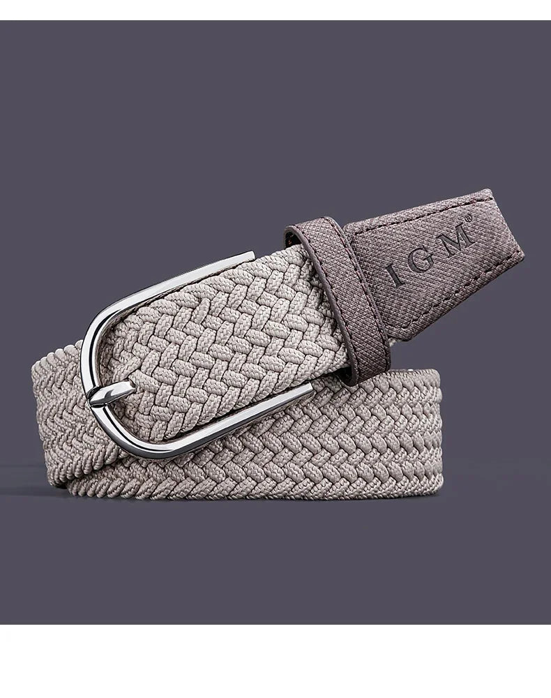 Belt for Men Golf Belt Summer Woven Leather Casual Sports Elastic Adjustable Waistband