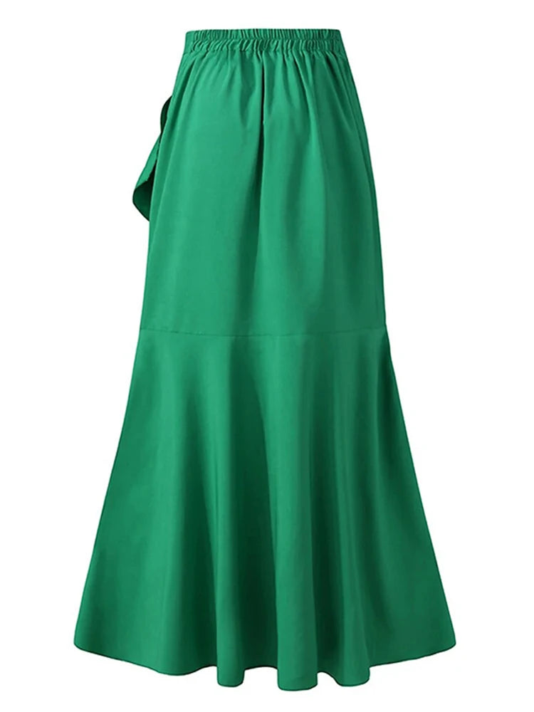 Irregular Clipping Bandage Falbala Solid Color Split-Side Long Skirts Skirts Bottoms