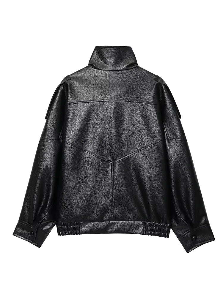 Women Fashion Leather Jacket Autumn