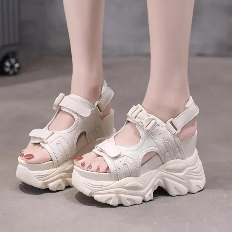 Brand Chunky Platform Sandals Women 10.5CM High Heels Sexy Open-toed Sandals Wedge Increased Shoes Ladies Beach Summer Sandalia