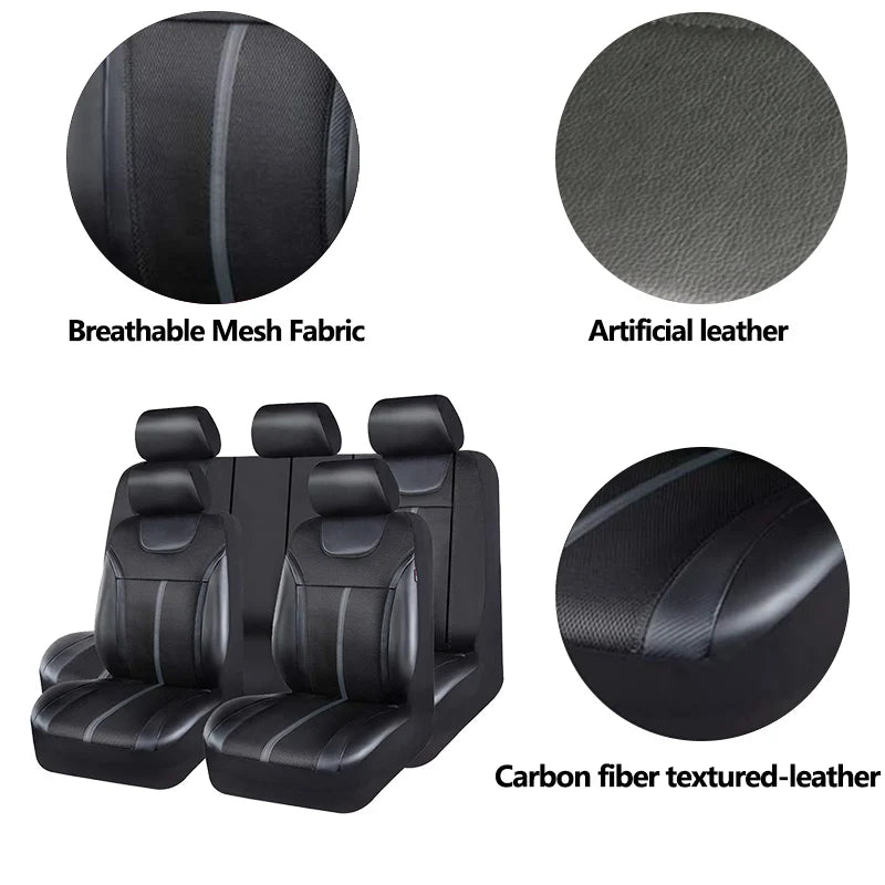 Universal Leather and Mesh Fabric Car Seat Covers Leather Set Fit For Most Car SUV Truck Van Car Accessories Interior
