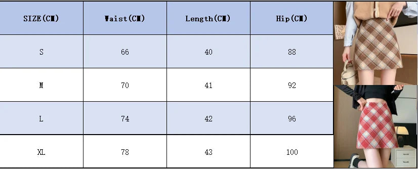 2025 Woman Skirts Woolen A-word Short Skirt Autumn And Winter Half Plaid Female Of The New High-waisted Slim-fit Wrap Hip Skirt