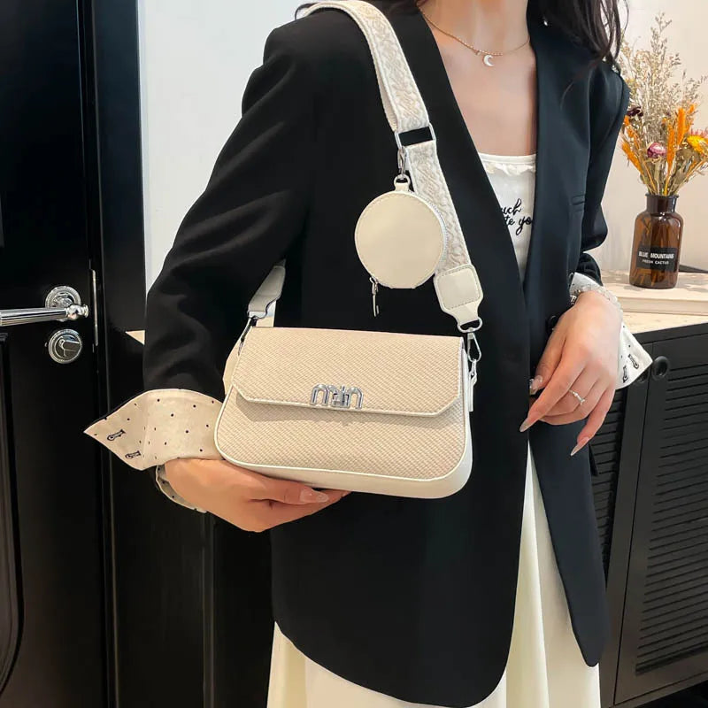 ‌2025 Korean-Style Wide Strap Bag - Crossbody/Shoulder/Handheld Multi-Way Purse, Trendy Small Handbag for Women