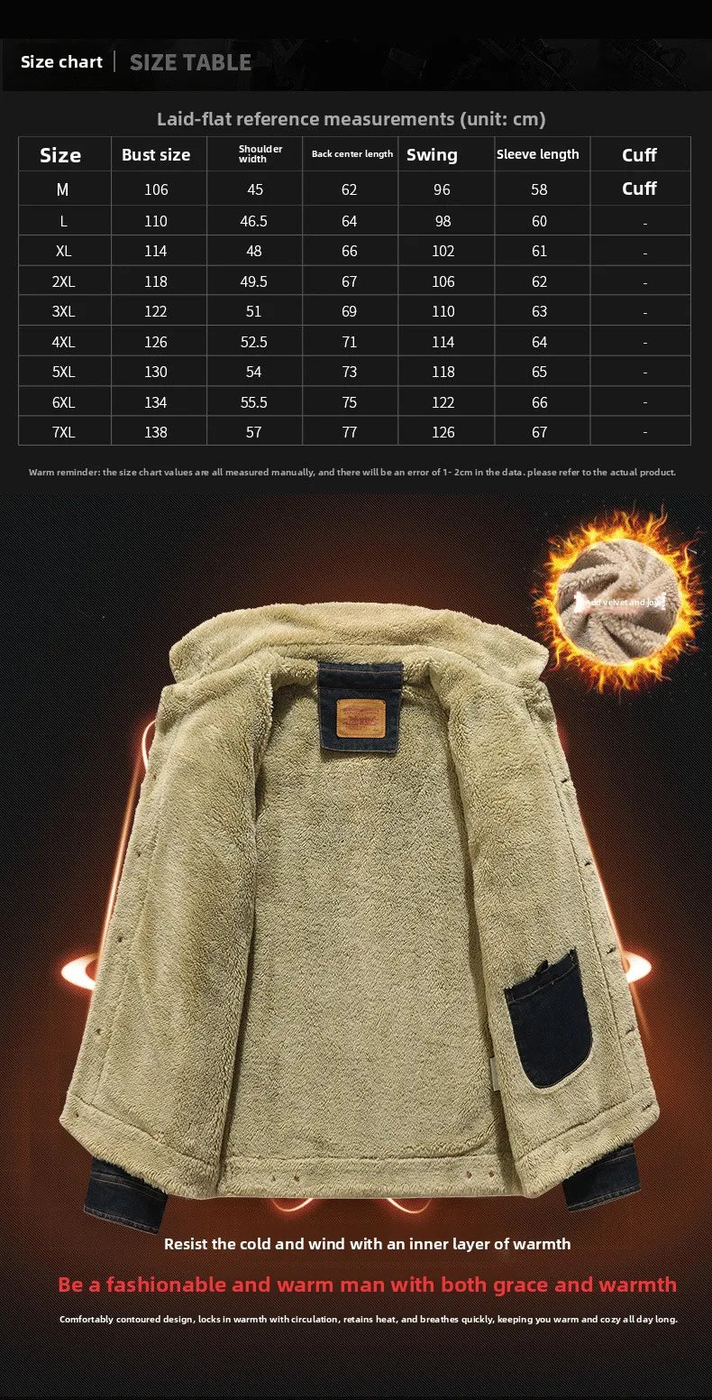 Men Windbreaker Fleece Thick Warm Winter Denim Jackets Mens Jackets Outwear Jeans Coat Male Multi-pockets Cowboy Clothing