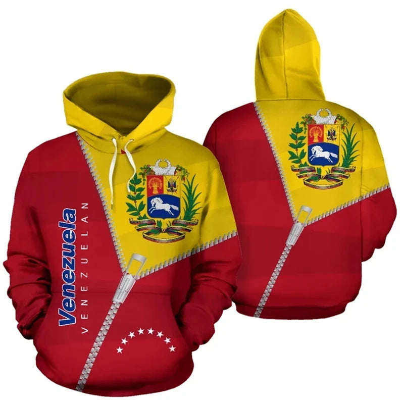 Venezuela Flag National Emblem Graphic Sweatshirt 3d Print Venezuela Hoodie Men Clothes Tracksuit Long Sleeve Hoody Unisex Tops