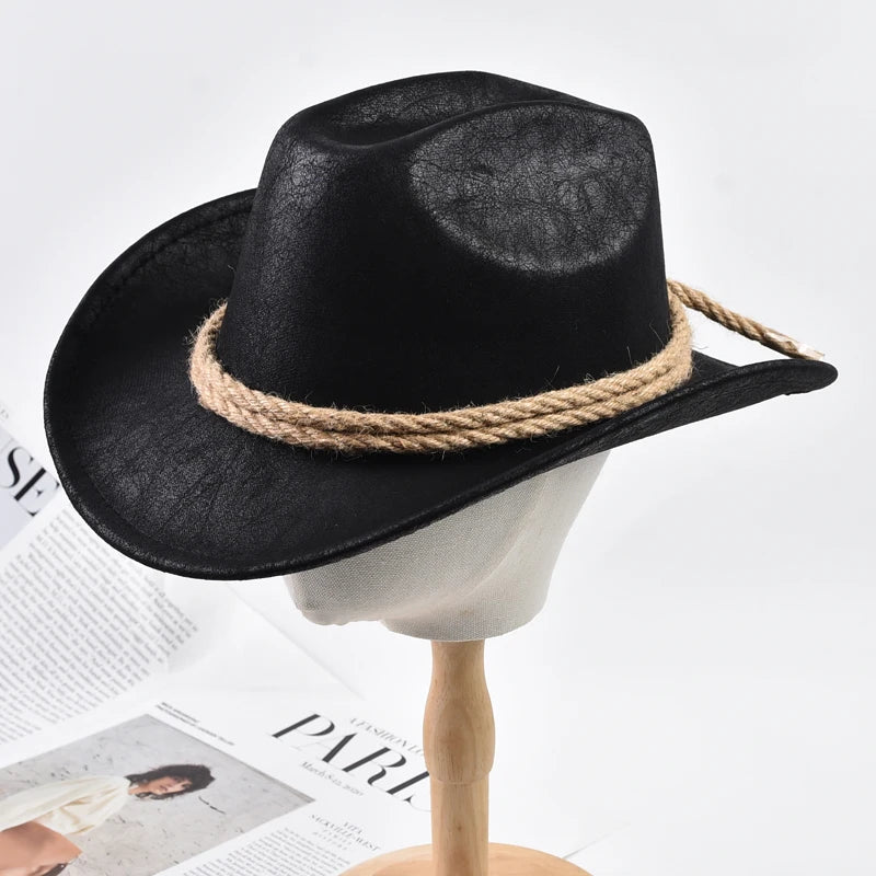 New Vintage Roll Brim Western Cowboy Hats Outdoor Travel Gentleman Cowgirl Jazz Hat Holidays Party Cosplay Hat
