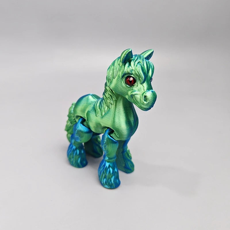 3D Printing Sunshine Rainbow Little White Horse Animal Toys Joint Tail Movable Creative Home Desk Decoration Kids Birthday Gift