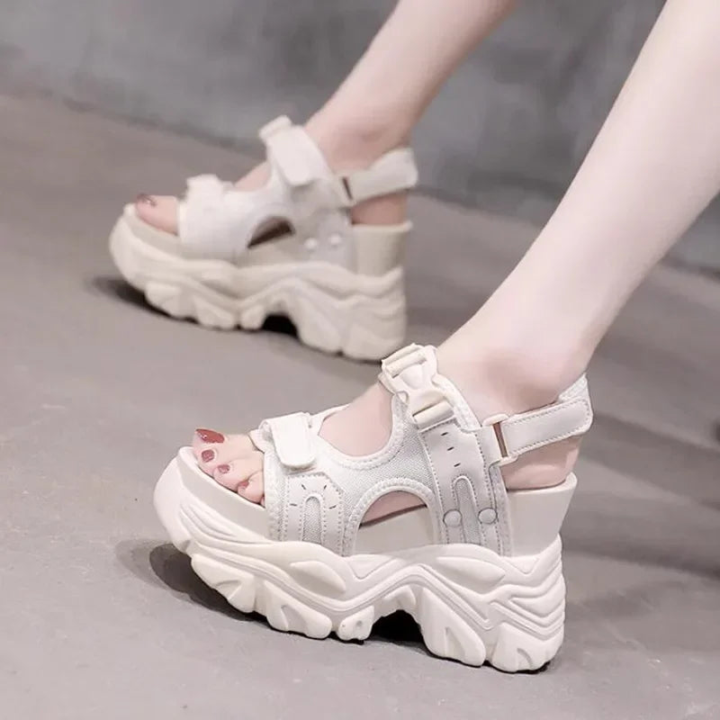 Brand Chunky Platform Sandals Women 10.5CM High Heels Sexy Open-toed Sandals Wedge Increased Shoes Ladies Beach Summer Sandalia