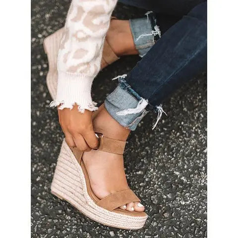 Heeled Sandals for Women Summer 2025 Espadrilles Women Sandals Comfort Buckle Strap Platform Shoes for Women New Sandalias Heels