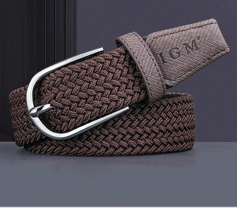 Belt for Men Golf Belt Summer Woven Leather Casual Sports Elastic Adjustable Waistband